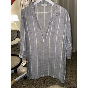 CP SHADES 100% Linen Blue Tunic Top Blouse  Sz Small